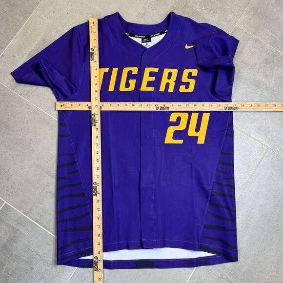 LSU Tigers Baseball Jersey Nike Dri-Fit Men’s Large Purple Yellow SEC NCAA - Picture 2 of 8